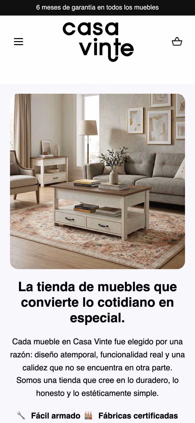 Casa Vinte en versión móvil